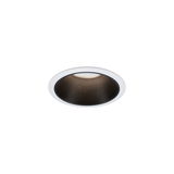 Round recessed spotlight housing in white with black inner ring for LED ceiling lighting