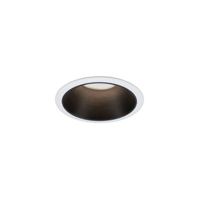 Round recessed spotlight housing in white with black inner ring for LED ceiling lighting