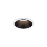 Round recessed spotlight housing in white with black inner ring for LED ceiling lighting