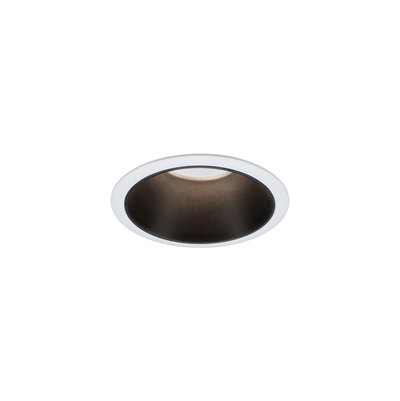 Round recessed spotlight housing in white with black inner ring for LED ceiling lighting