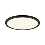 Round LED ceiling light with black aluminum frame and warm white light for modern interiors