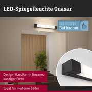 LED-Spiegelleuchte Quasar in schwarzem Aluminium mit linearer Form für moderne Badezimmerbeleuchtung