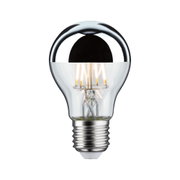 LED-pære med sølv spejlhætte og klart glas til energieffektiv belysning