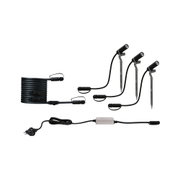 Außenbeleuchtungs-Set mit drei schwarzen LED-Spießleuchten und Kabel für Gartenbeleuchtung