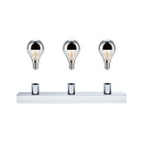 Three half-mirrored LED bulbs with silver coating and chrome lamp holder for modern lighting design