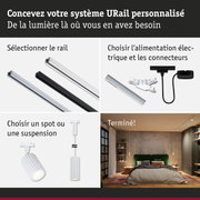 Système de rail URail modulaire en aluminium noir et blanc pour éclairage LED personnalisable