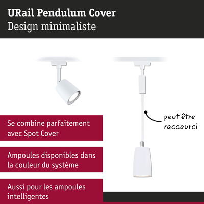 Abat-jour URail Pendulum blanc minimaliste compatible avec Spot Cover et ampoules intelligentes