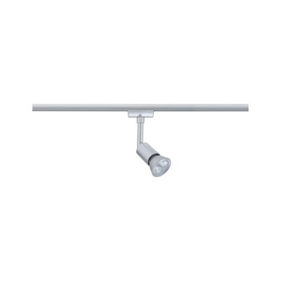 Modern silver metal LED spotlight on track system for flexible room lighting and design