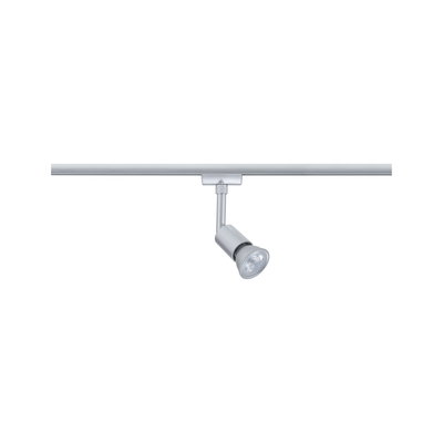 Spot LED moderne en métal argenté sur rail pour un éclairage d’intérieur flexible