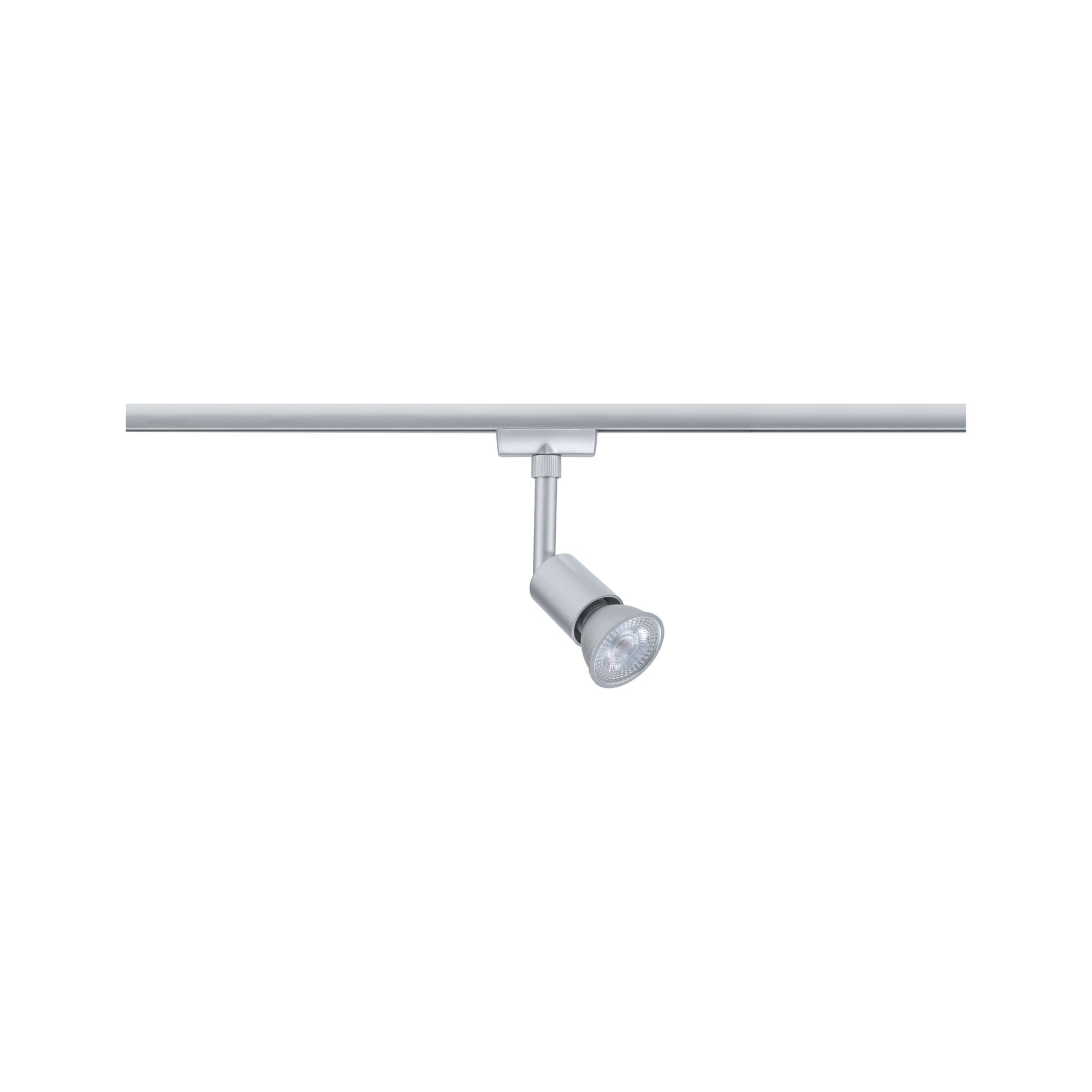 Spot LED moderne en métal argenté sur rail pour un éclairage d’intérieur flexible