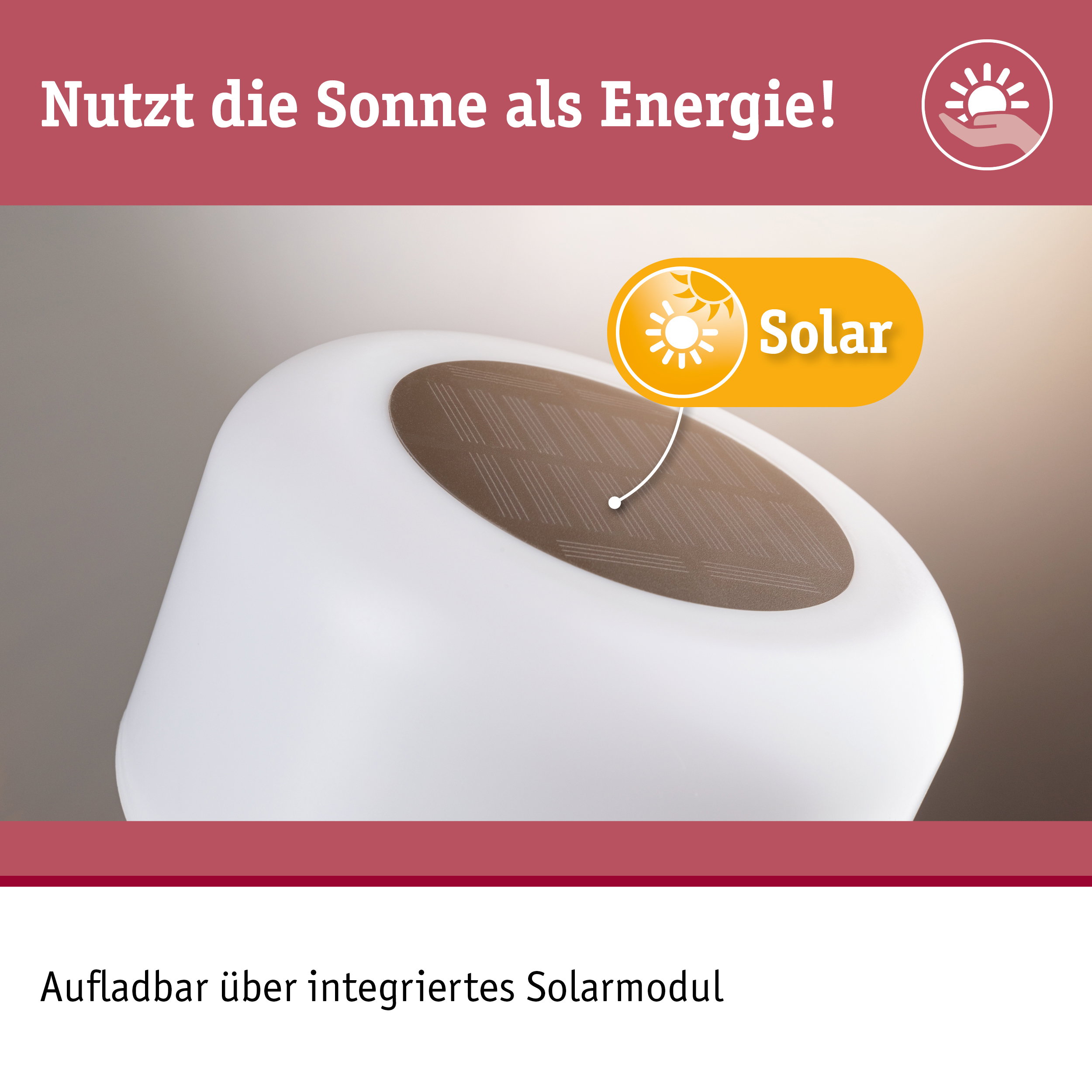 Weißes Gerät mit integriertem Solarmodul zur Nutzung von Solarenergie und nachhaltiger Stromversorgung