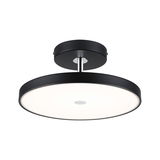 Ronde plafondlamp van zwart metaal met witte diffuser voor moderne woonverlichting