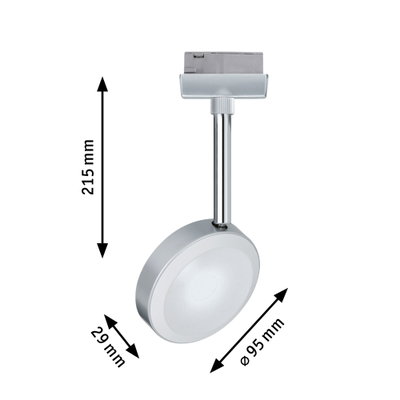Sølv LED-spot med rund lampe og justerbar stang, mål 215x95x29 mm, moderne belysning