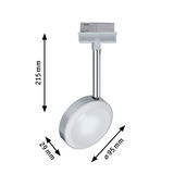 Silberner LED-Strahler mit runder Leuchte und verstellbarem Stab, Maße 215x95x29 mm, moderne Beleuchtung