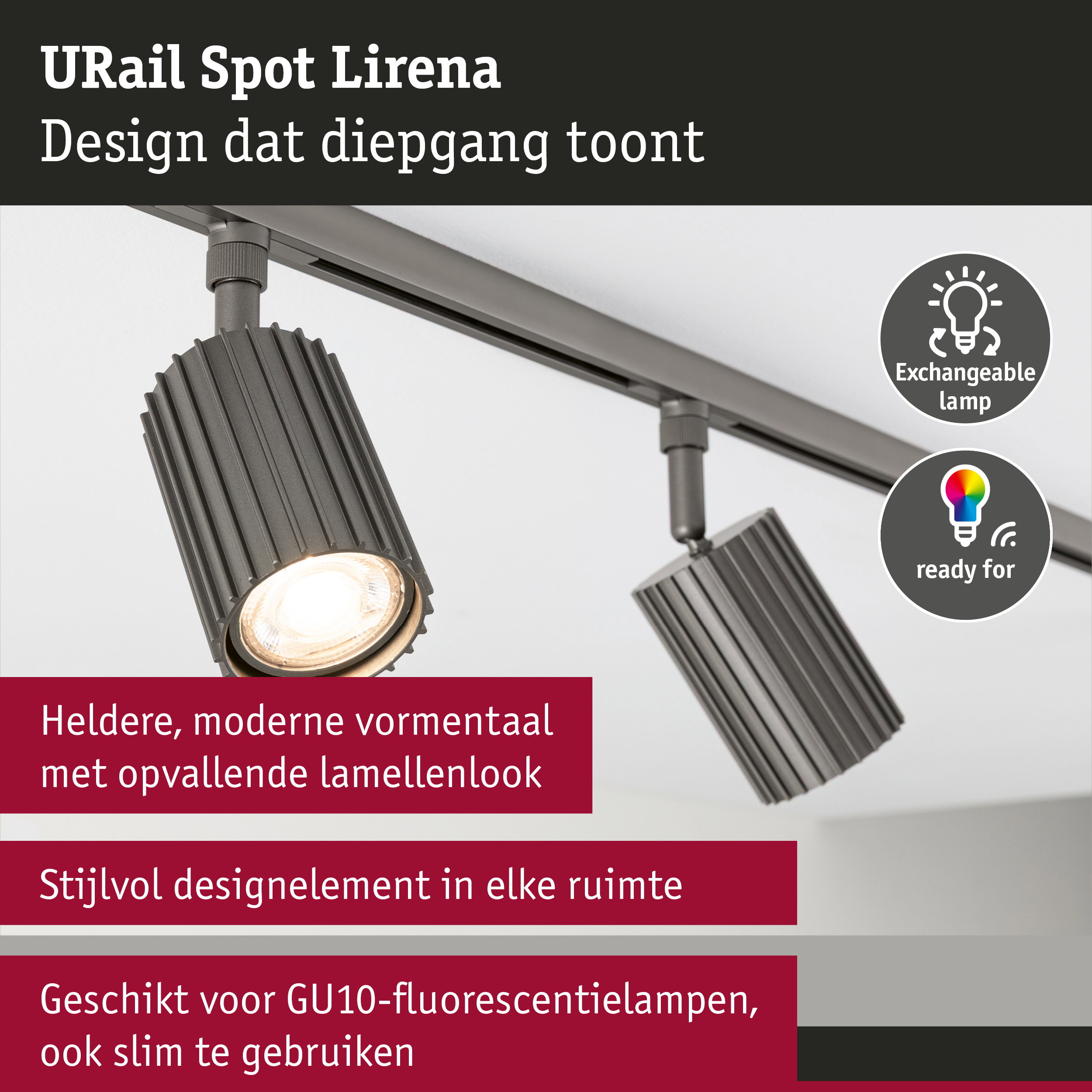 URail Railspot Lirena GU10 max. 10W 230V Titaanium