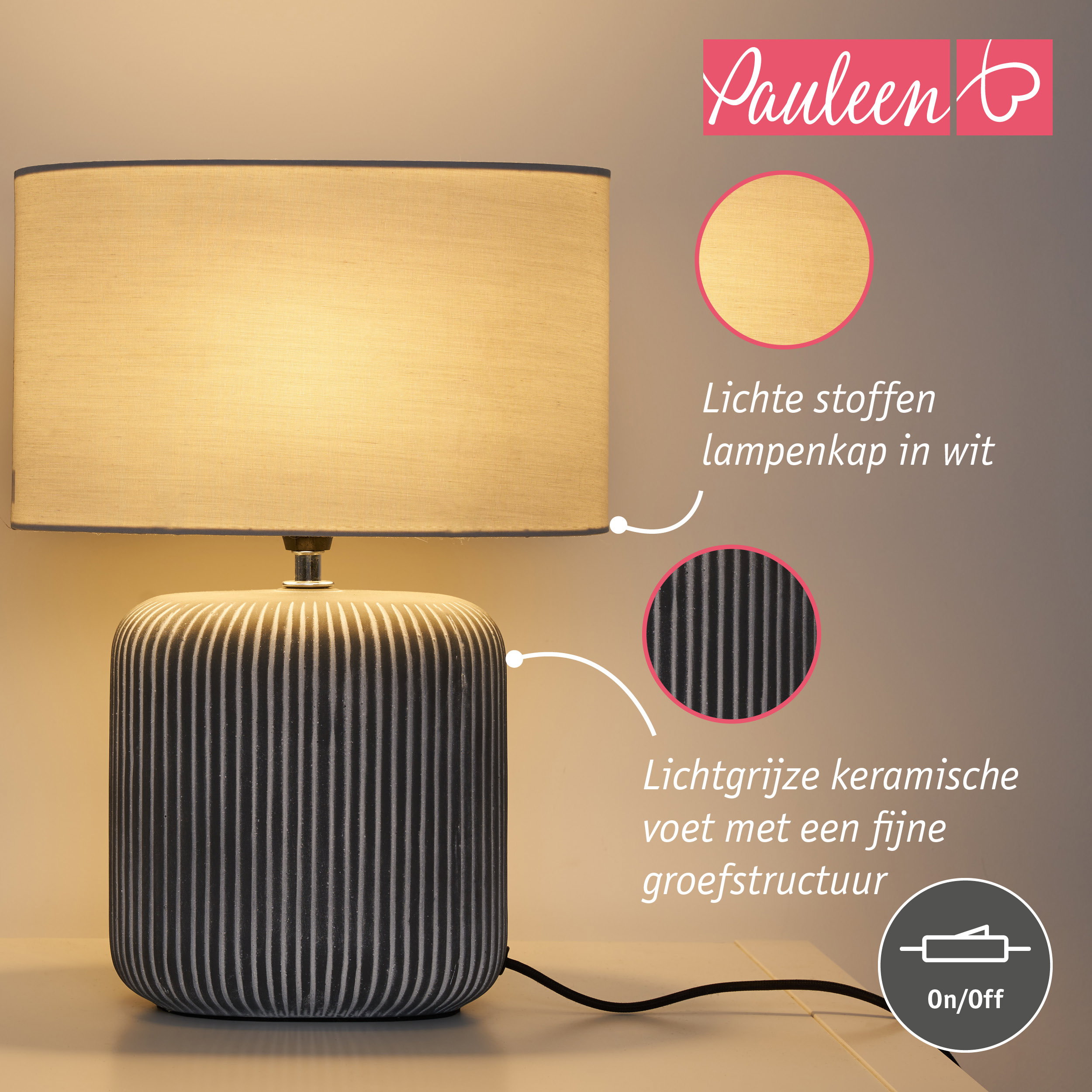 Paulmann Pauleen LED-tafellamp Pure Shine E14 max. 20W Lichtgrijs/Grijs/Wit