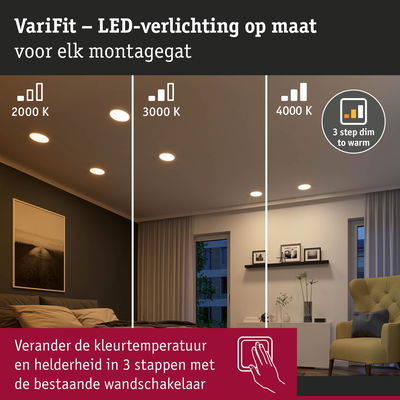 VariFit LED-verlichting met instelbare kleurtemperatuur van 2000K tot 4000K voor woonruimtes