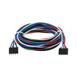 Buntes mehradriges Anschlusskabel mit schwarzen Steckern für LED-Beleuchtung und Elektronik.