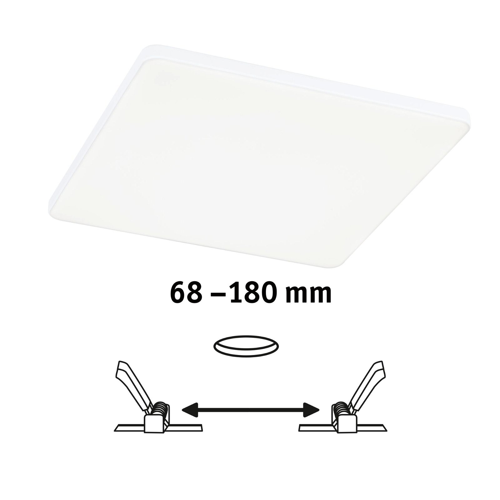 VariFit Panneau encastré LED Veluna Edge IP44 carré 200x200mm 17W 1500lm 4000K Blanc gradable