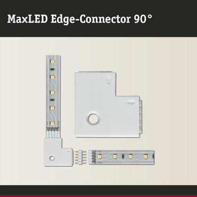 MaxLED Edge-Connector 90° white plastic part for connecting LED strips in flexible lighting setups