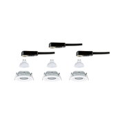 Three white LED recessed spotlights with black cable for energy-efficient lighting solutions
