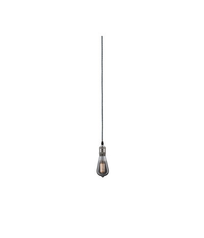 Ampoule vintage suspendue avec câble textile gris et douille en métal pour éclairage décoratif