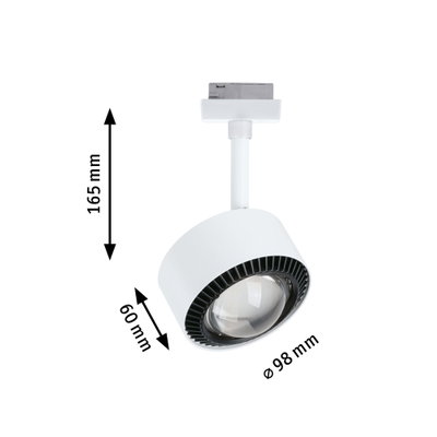 White metal LED spotlight with 98 mm diameter and 165 mm height for modern lighting solutions