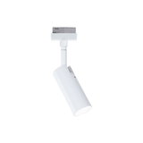 White metal LED spotlight for track systems, modern adjustable spot for accent lighting
