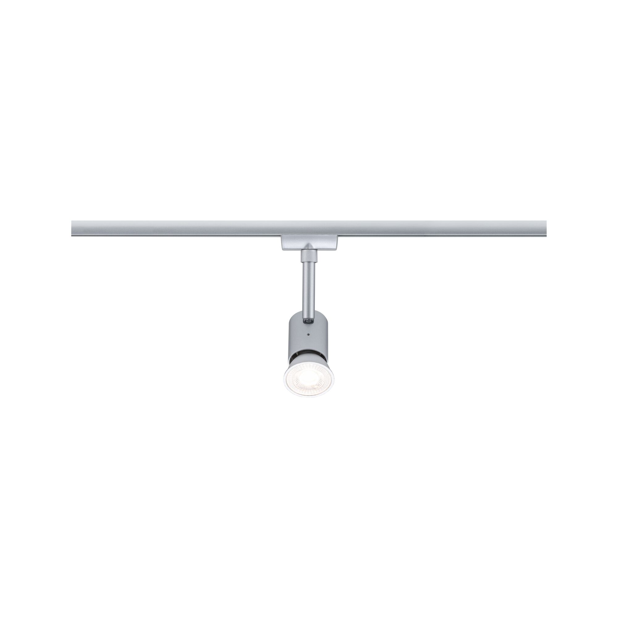 Modern silver metal LED spotlight on track system for flexible room lighting solution