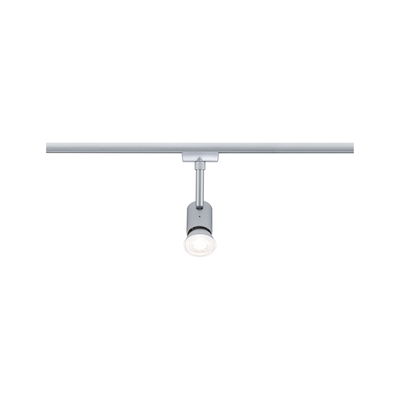 Modern silver metal LED spotlight on track system for flexible room lighting solution