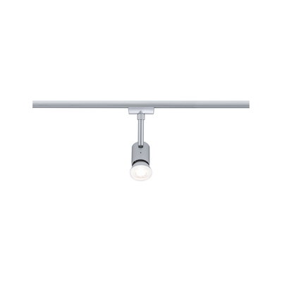 Spot LED moderne en métal argenté sur rail pour un éclairage d’intérieur flexible