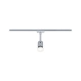 Modern silver metal LED spotlight on track system for flexible room lighting solution