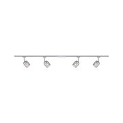 Four-light LED ceiling lamp with silver metal frame and smoked glass shades for modern lighting