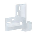 White plastic wall bracket with multiple mounting holes for flexible installation and cable management