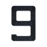 Chiffre solaire noir 9 avec cadre blanc en plastique pour éclairage extérieur