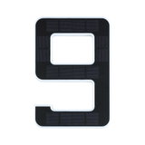 Chiffre solaire noir 9 avec cadre blanc en plastique pour éclairage extérieur