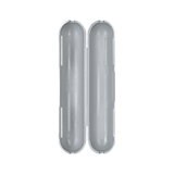 Open grey plastic casing with rounded ends for electronics or cable protection