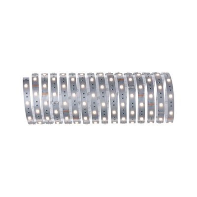 Bande LED flexible avec LEDs blanc chaud sur circuit argenté pour éclairage polyvalent.