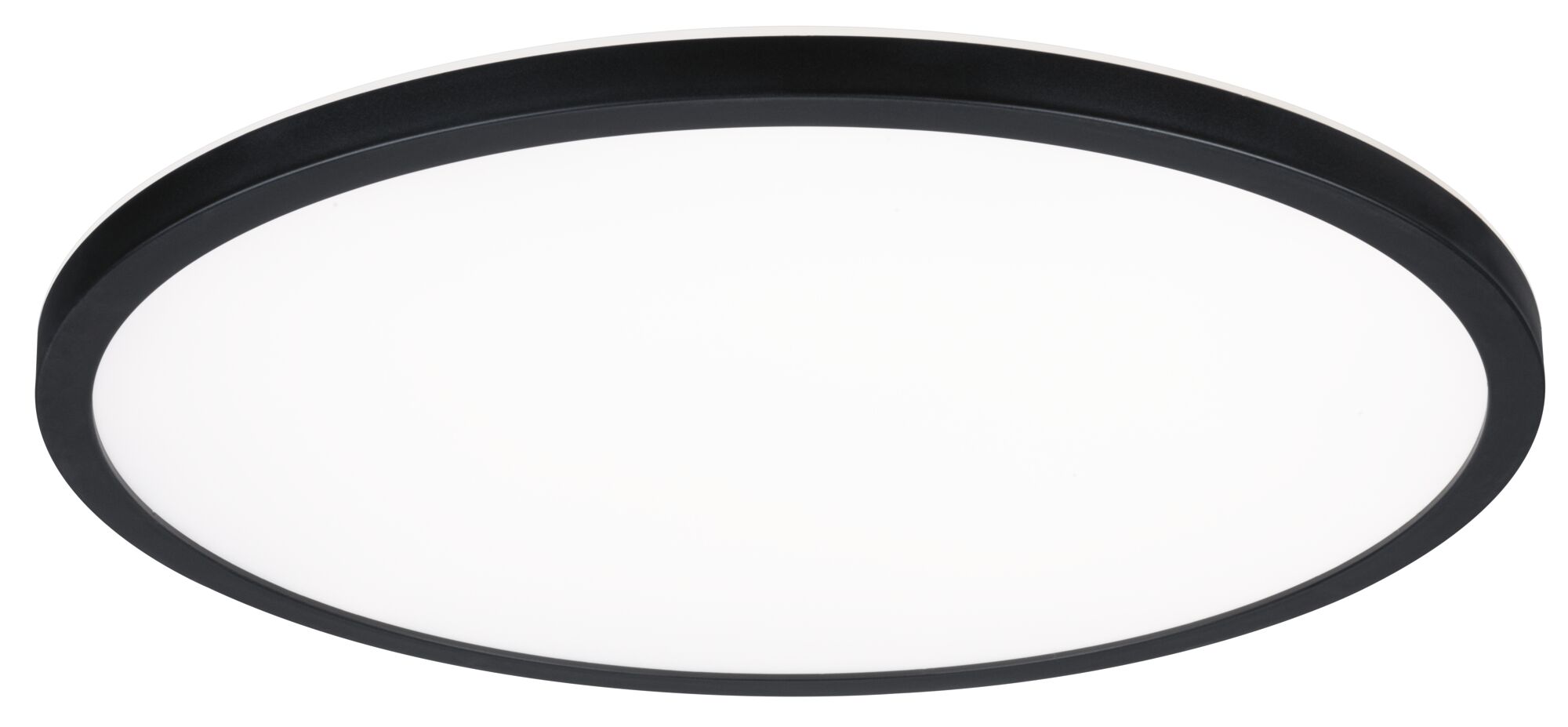 Ronde LED-plafondlamp met zwart metalen frame en witte diffuser voor moderne binnenverlichting