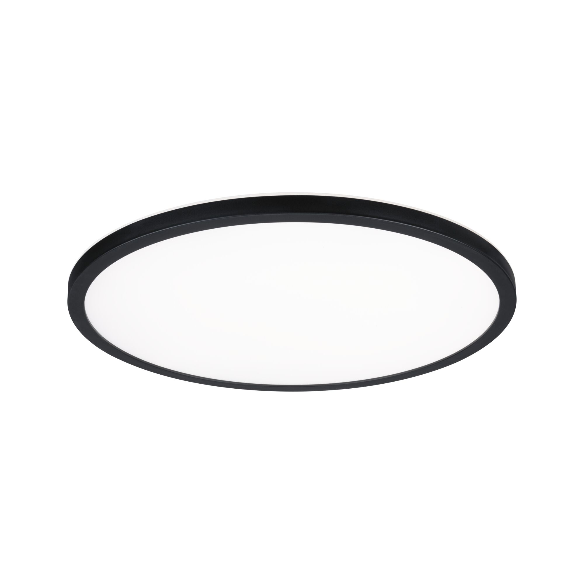 Ronde LED-plafondlamp met zwart metalen frame en witte diffuser voor moderne binnenverlichting