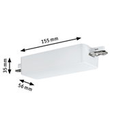 Weißes Kunststoff-Gehäuse mit Maßen 155x56x35 mm für LED-Schienenbeleuchtung