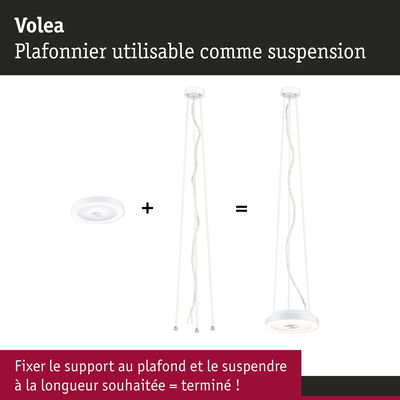 Plafonnier blanc Volea avec suspension, lampe LED réglable en hauteur pour éclairage moderne