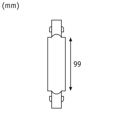 Dessin technique indiquant une dimension de 99 mm d’un composant électrique pour éclairage