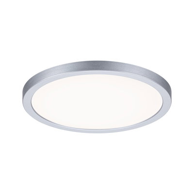 Round LED ceiling light with silver aluminum frame and white diffuser for modern room lighting