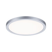 Plafonnier LED rond avec cadre en aluminium argenté et diffuseur blanc pour éclairage moderne