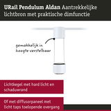 Suspension LED URail Pendulum Aldan blanche avec hauteur réglable et fonction dimmable pratique