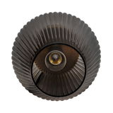 Smoked glass ceiling light with ribbed design and visible bulb for atmospheric lighting