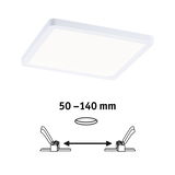 Weißes quadratisches LED-Deckenpanel mit verstellbaren Halteklammern für 50-140 mm Einbaumaß