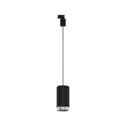 Schwarze LED-Pendelleuchte aus Metall mit silbernem Reflektor für moderne Innenbeleuchtung