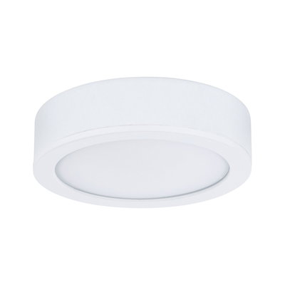Round white LED ceiling light made of plastic for energy-efficient room lighting